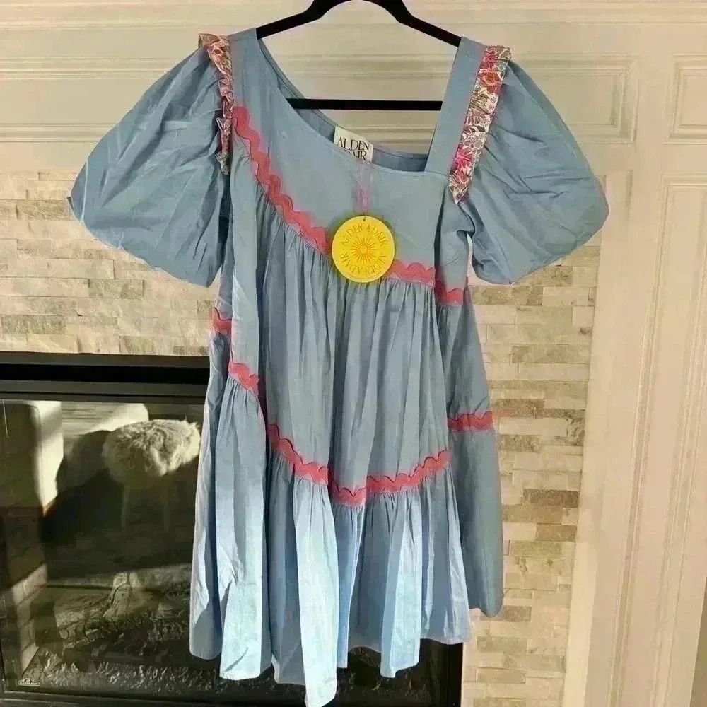 Alden Adair Chandler Roller Skate Dress Asymmetrical Cotton Babydoll NWT Small